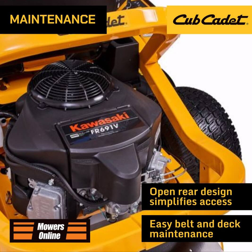 Cub Cadet lawn mower engine with Kawasaki FR691V label on a white background