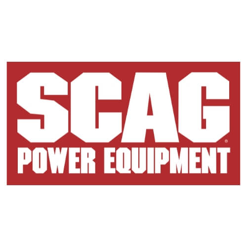 SCAG Power Equipment logo on a red background